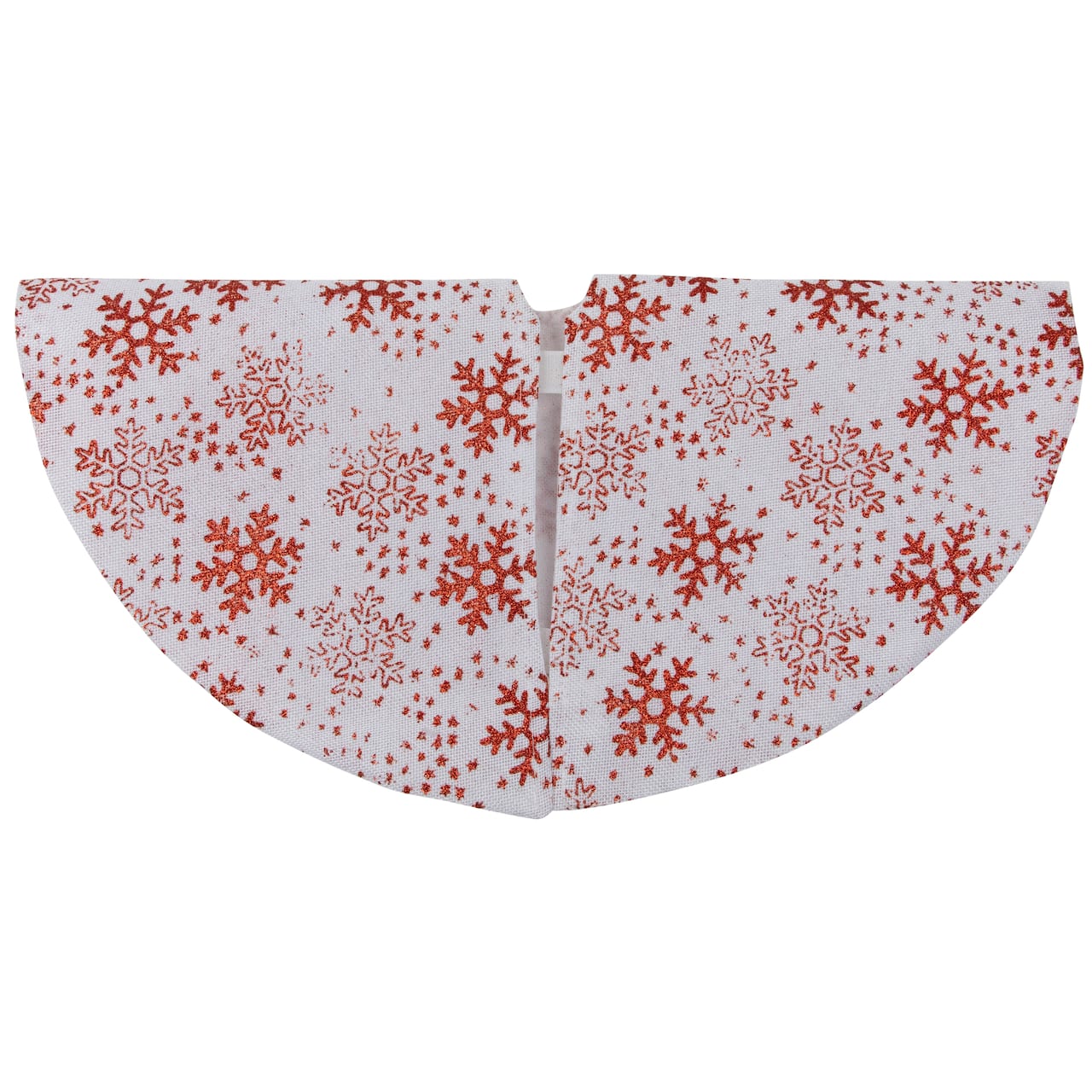 20" White & Red Glitter Snowflake Mini Tree Skirt